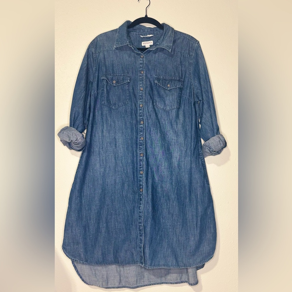 MERONA Denim Button-Up Shirt Dress XL